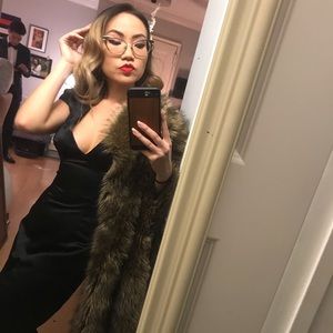 Vintage Christina Perrin plunging black gown size2